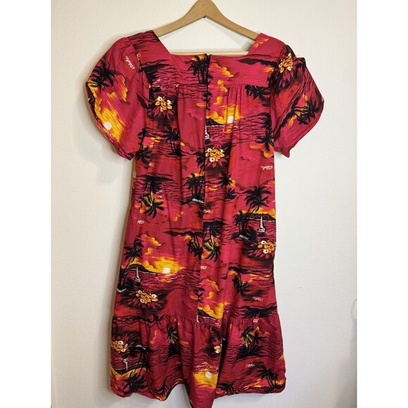 Vtg Royal Hawaiian Creations Dress Hawaiian Muumuu Split Sleeve Red Size L EUC - Picture 4 of 6